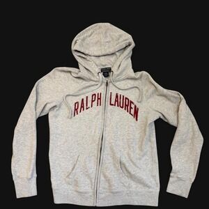 Vintage Polo Jeans Co Ralph Lauren Gray Full Zip Hoodie Sweatshirt Arch Logo